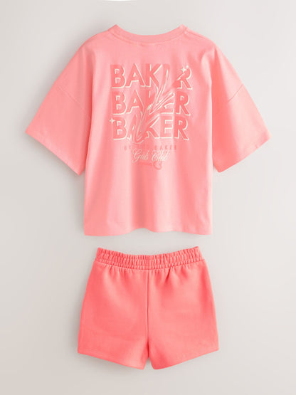 Dsiney Kidz - Baker by Ted Baker 2 Piece Oversized Tonal Graphic T-Shirt & Shorts Set image 9