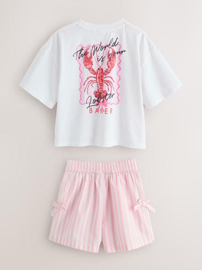 Baker by Ted Baker 2 Piece Oversized Lobster Graphic Tee & Stripe Short Set image 9