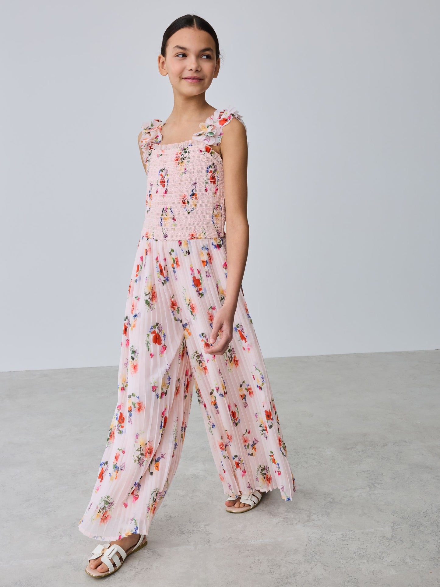 Baker by Ted Baker 3D Floral Strappy Pleated Wide Leg Jumpsuit image 3