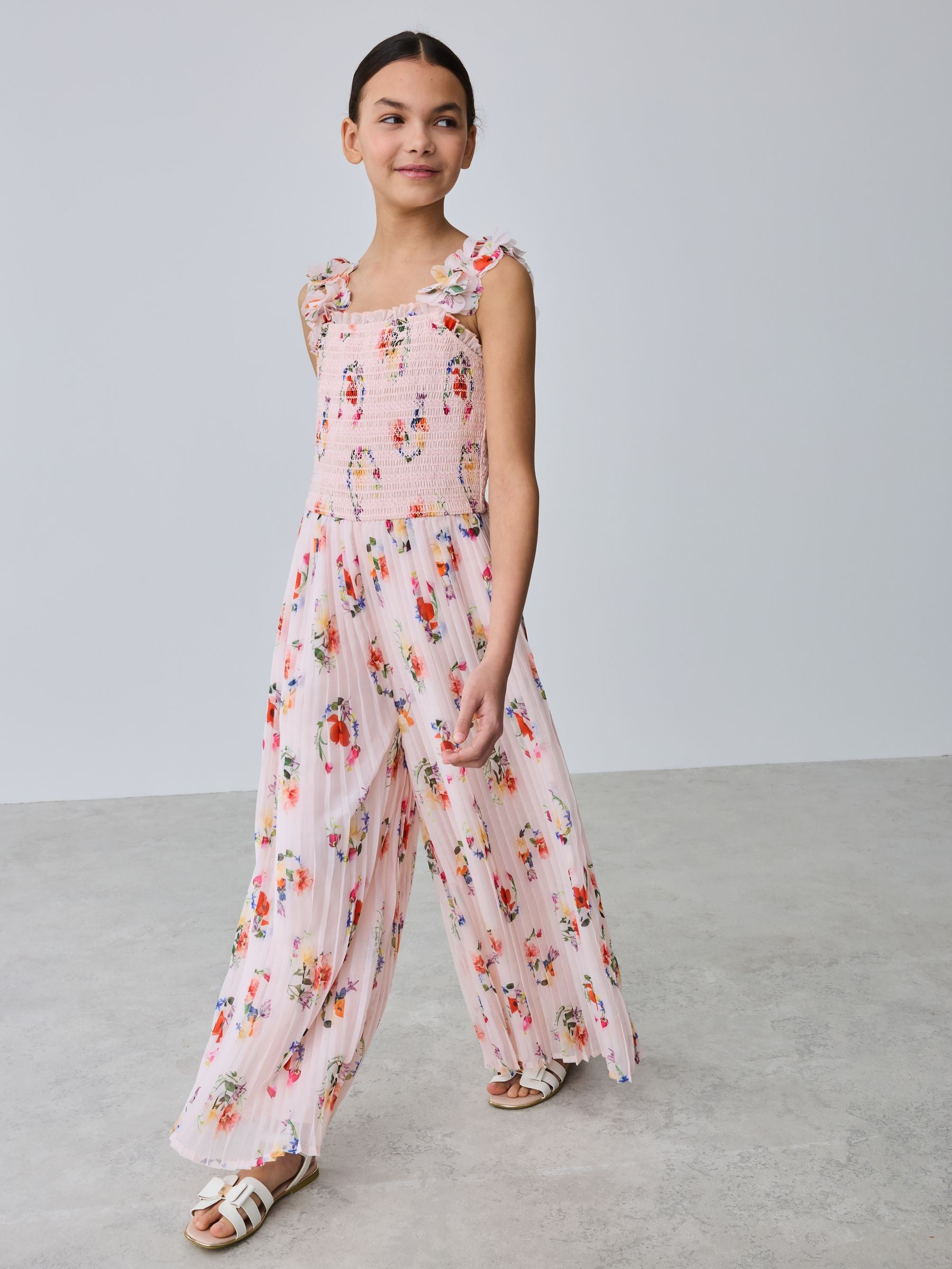 Baker by Ted Baker 3D Floral Strappy Pleated Wide Leg Jumpsuit image 3
