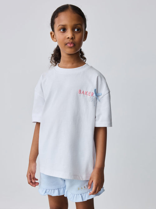 Baker by Ted Baker 2 Piece Oversized Back Graphic T-Shirt & Frill Short Set image 1