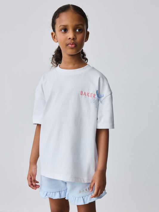 Baker by Ted Baker 2 Piece Oversized Back Graphic T-Shirt & Frill Short Set image 1