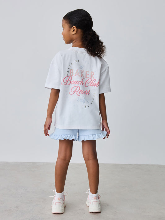 Baker by Ted Baker 2 Piece Oversized Back Graphic T-Shirt & Frill Short Set image 2