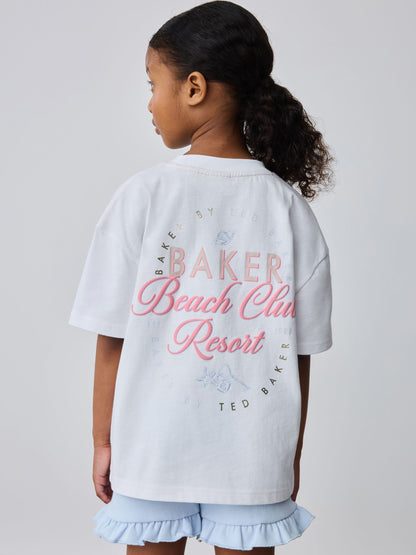 Baker by Ted Baker 2 Piece Oversized Back Graphic T-Shirt & Frill Short Set image 3