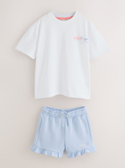 Baker by Ted Baker 2 Piece Oversized Back Graphic T-Shirt & Frill Short Set image 7