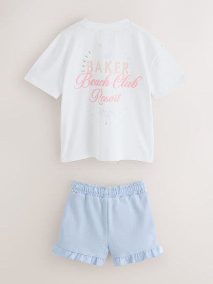 Baker by Ted Baker 2 Piece Oversized Back Graphic T-Shirt & Frill Short Set image 8