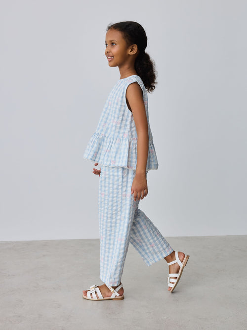 Baker by Ted Baker 2 Piece Peplum Gingham Top & Barrel Leg Trousers Set image 1