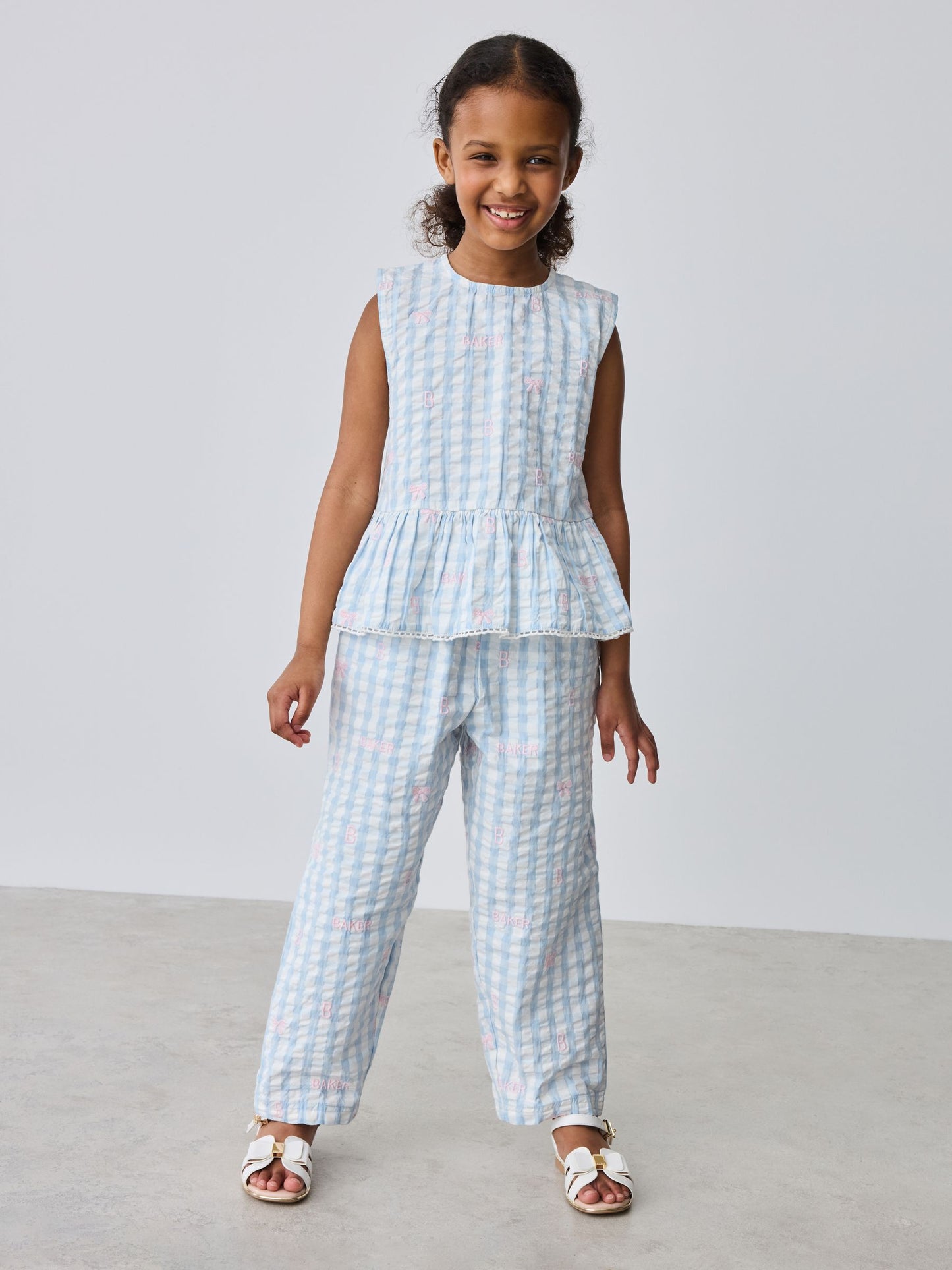 Baker by Ted Baker 2 Piece Peplum Gingham Top & Barrel Leg Trousers Set image 4