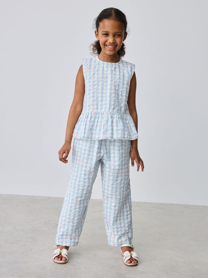 Baker by Ted Baker 2 Piece Peplum Gingham Top & Barrel Leg Trousers Set image 4