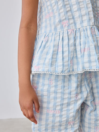 Baker by Ted Baker 2 Piece Peplum Gingham Top & Barrel Leg Trousers Set image 7