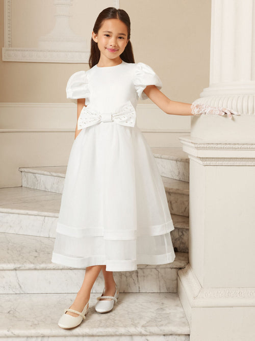 Dsiney Kidz - Lipsy White Holy Communion Heart Cut Out Tiered Occasion Dress (7-11yrs) image 1