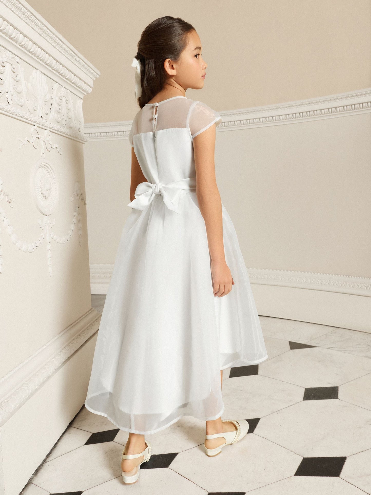 Lipsy Ivory Flower Embellished Flower Occasion Dress (5-16yrs) image 5