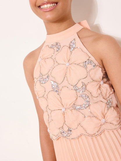Lipsy Pink Embellished Pleated Mini Occasion Dress (5-16yrs) image 3