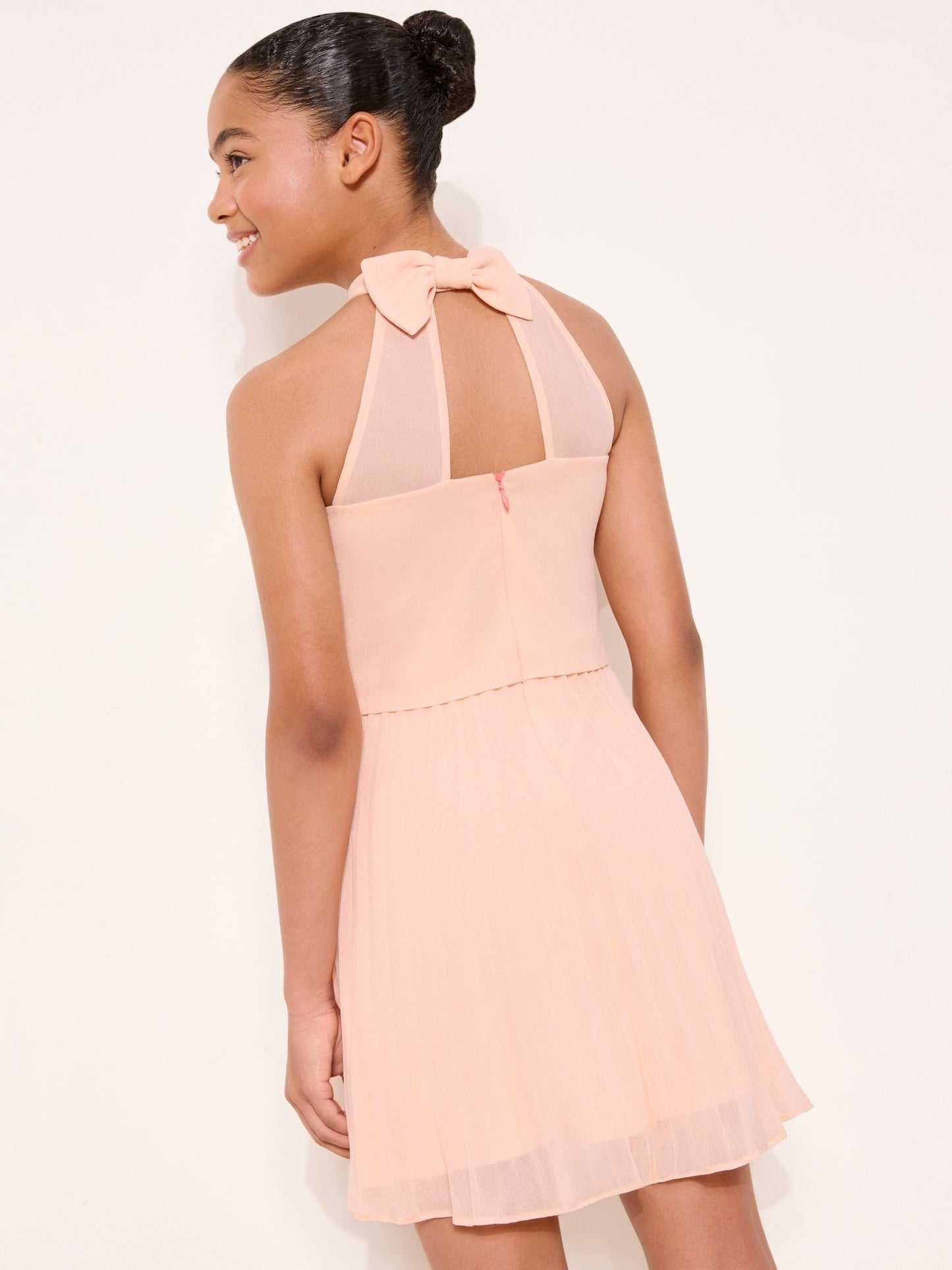 Lipsy Pink Embellished Pleated Mini Occasion Dress (5-16yrs) image 4