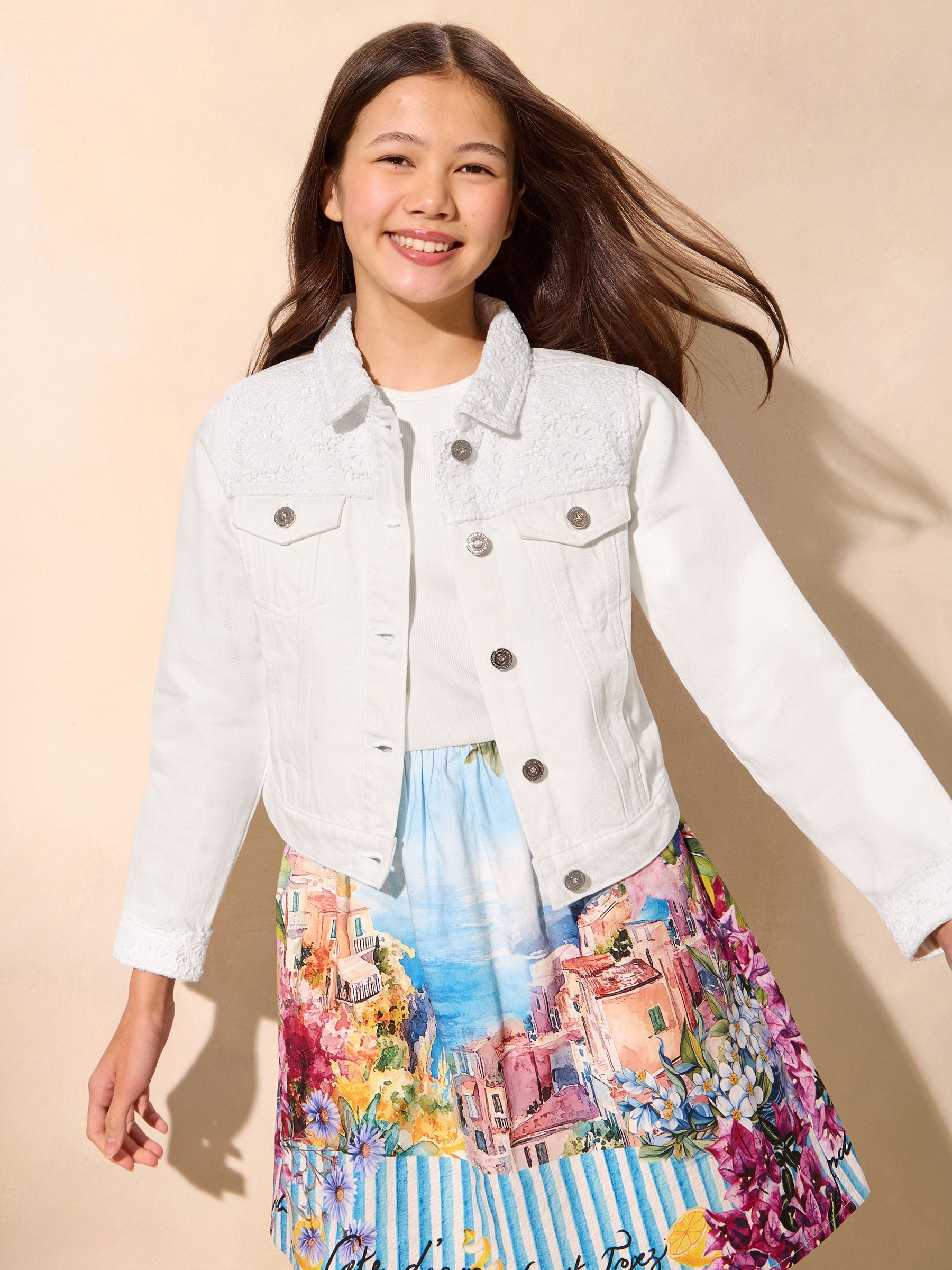 Dsiney Kidz - Lipsy White Broderie Denim Jacket (5-16yrs) image 4