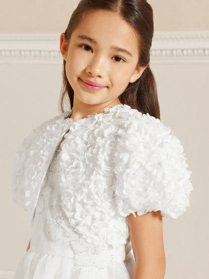 Dsiney Kidz - Lipsy White 3D Flower Occasion Bolero Cardigan (5-16yrs) image 2