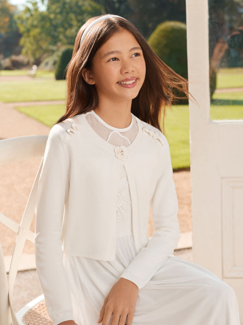 Dsiney Kidz - Lipsy Ivory Corsage Occasion Bolero Cardigan (5-16yrs) image 1