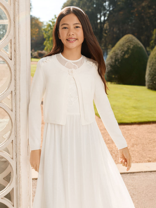 Dsiney Kidz - Lipsy Ivory Corsage Occasion Bolero Cardigan (5-16yrs) image 2