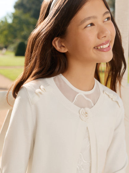 Dsiney Kidz - Lipsy Ivory Corsage Occasion Bolero Cardigan (5-16yrs) image 3