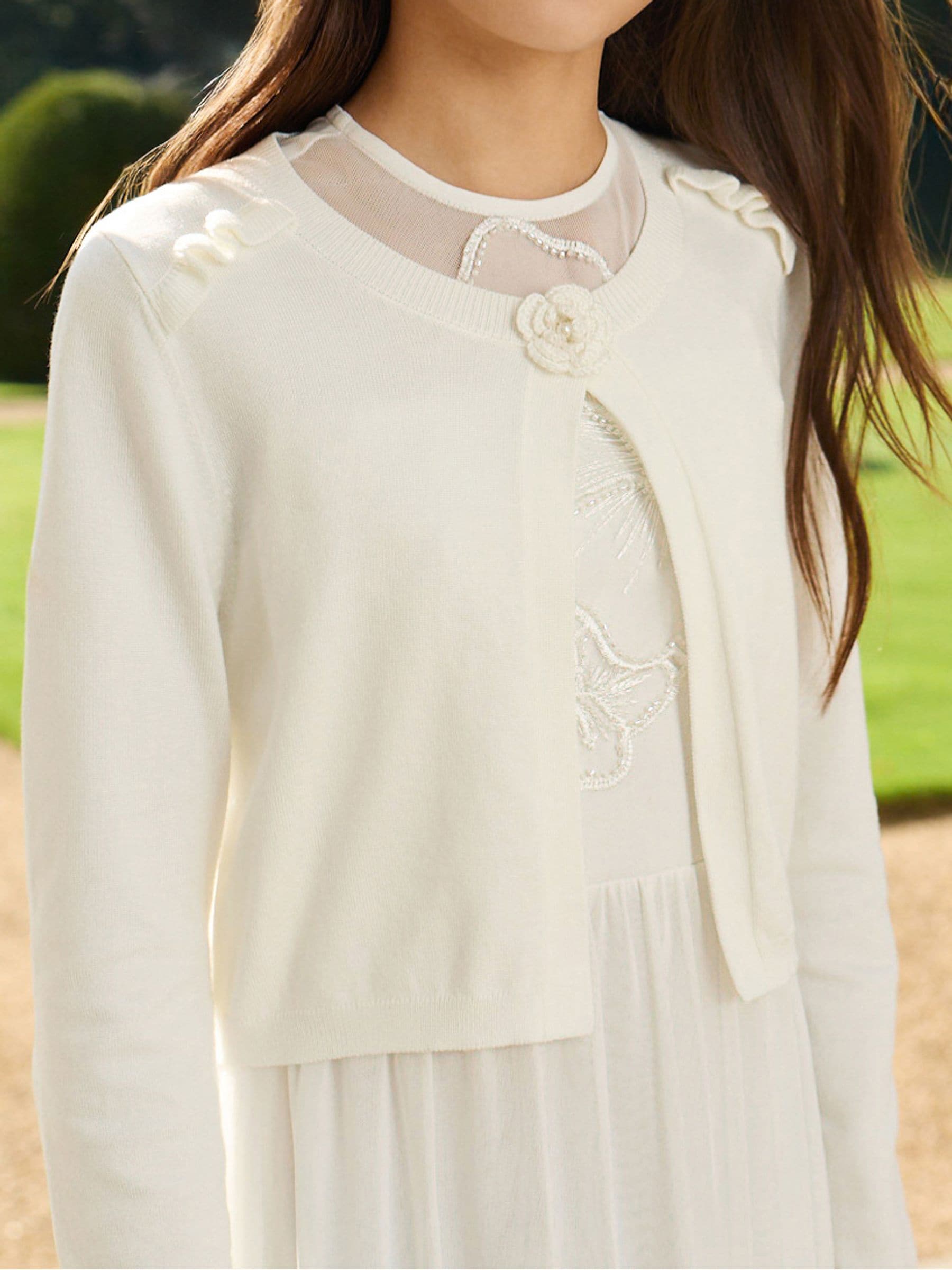 Dsiney Kidz - Lipsy Ivory Corsage Occasion Bolero Cardigan (5-16yrs) image 4