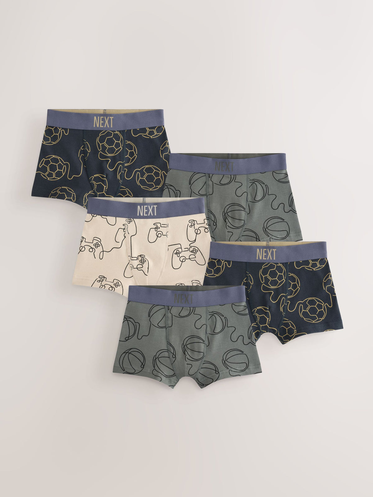 Dsiney Kidz - Football Gaming Linear Print Boxers 5 Pack (2-16yrs) image 1