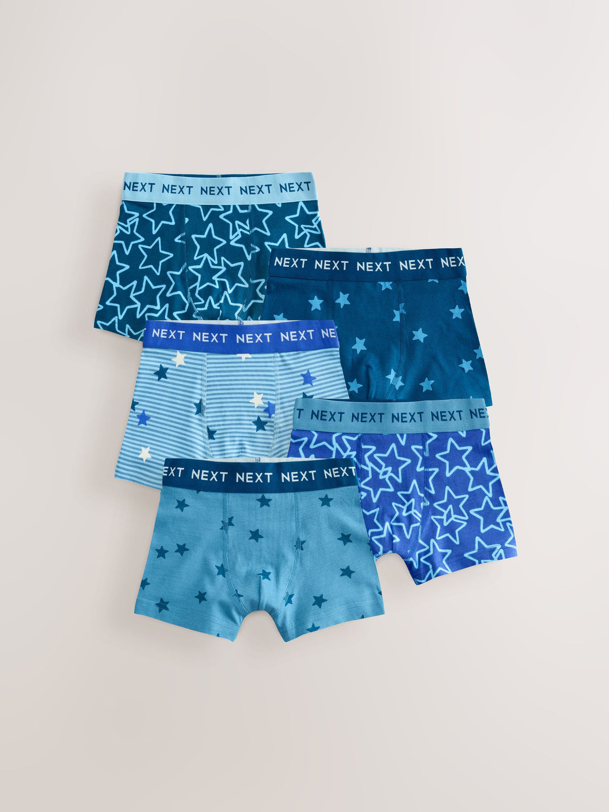 Dsiney Kidz - Blue/White Stars Junior Pattern Trunks 5 Pack (1.5-16yrs) image 1