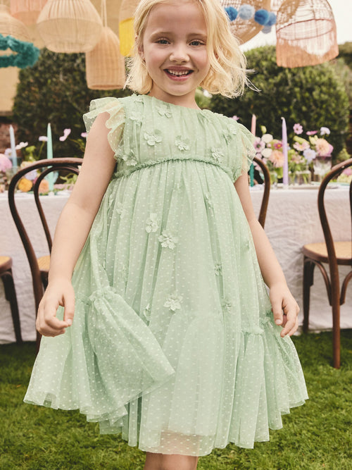 Mint Green Mesh Flower Girl Dress (3-16yrs) image 1