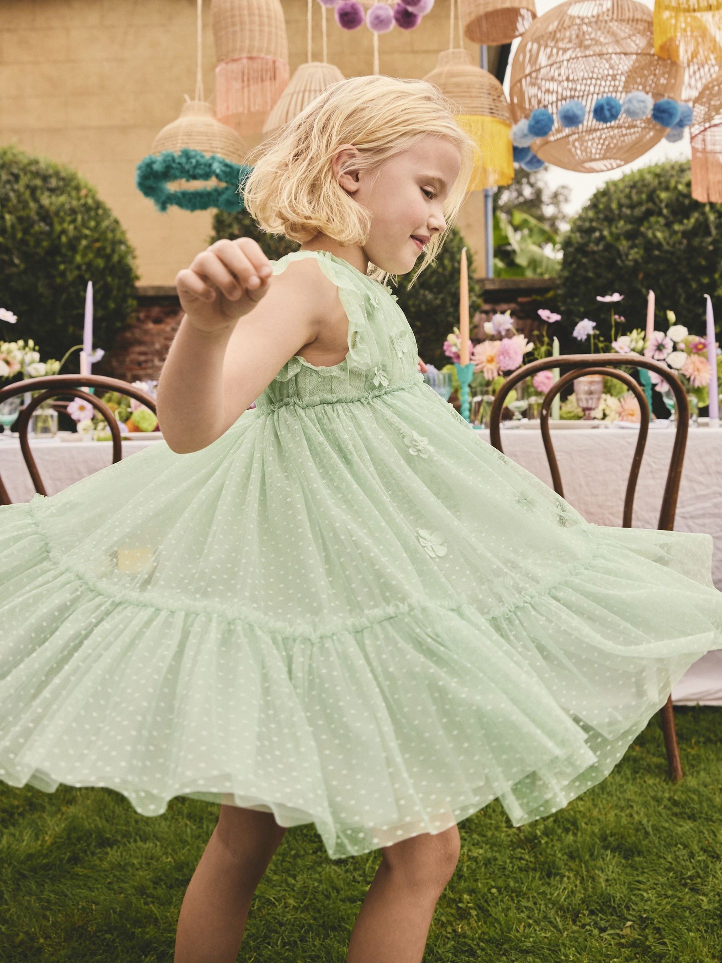 Mint Green Mesh Flower Girl Dress (3-16yrs) image 2