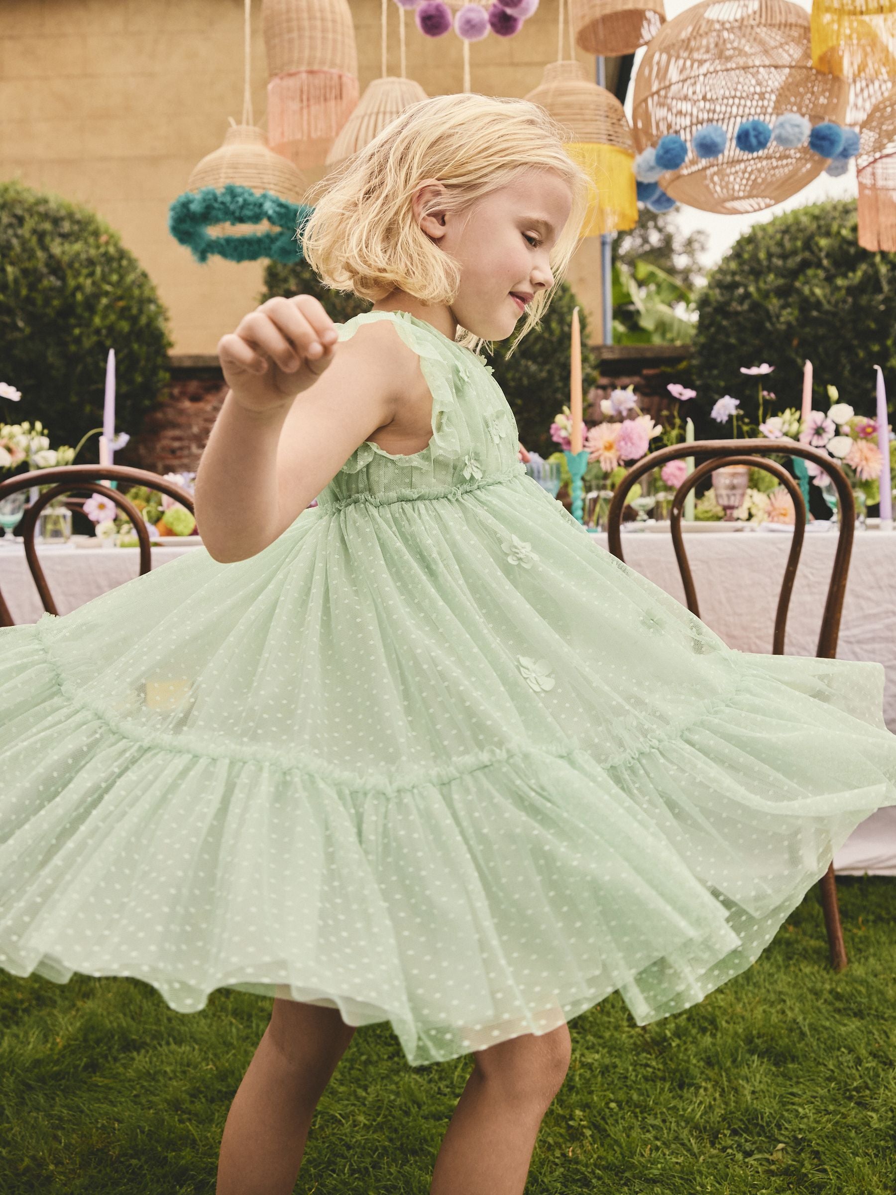 Mint Green Mesh Flower Girl Dress (3-16yrs) image 2