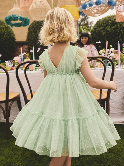 Mint Green Mesh Flower Girl Dress (3-16yrs) image 3