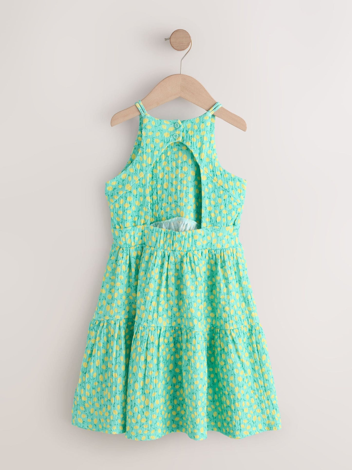 Teal Lemon Print Strappy Crinkle Summer Dress (3-16yrs) image 5