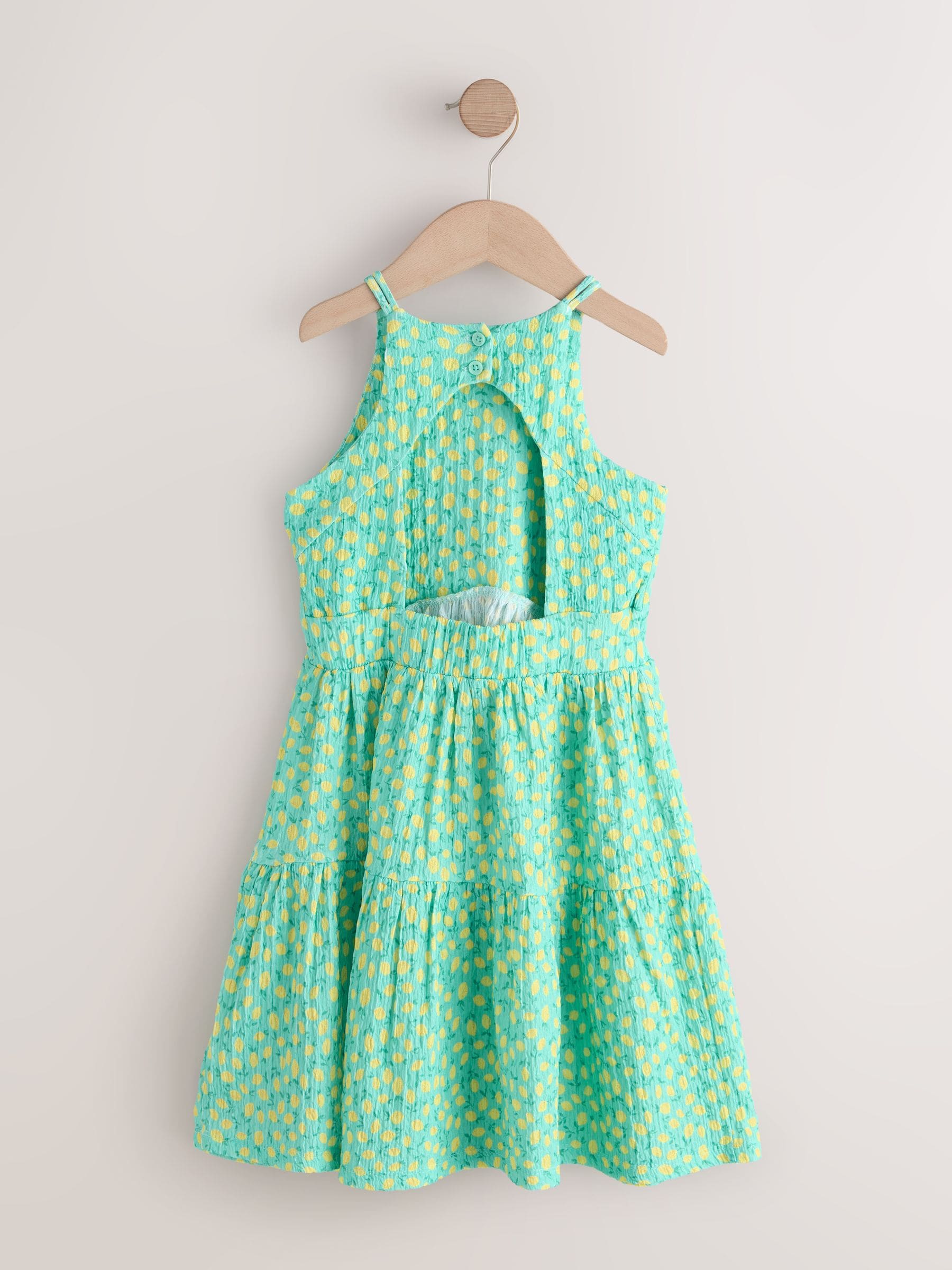 Teal Lemon Print Strappy Crinkle Summer Dress (3-16yrs) image 5