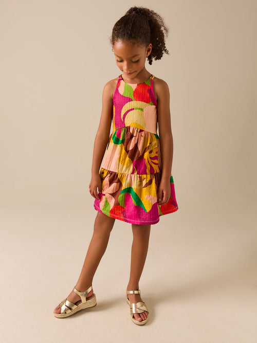 Bright Print Strappy Crinkle Summer Dress (3-16yrs) image 1