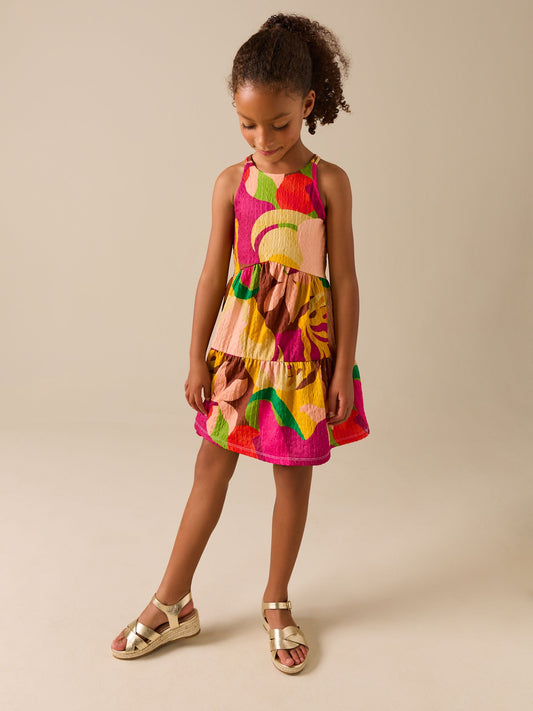 Bright Print Strappy Crinkle Summer Dress (3-16yrs) image 1