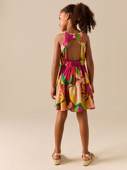 Bright Print Strappy Crinkle Summer Dress (3-16yrs) image 2