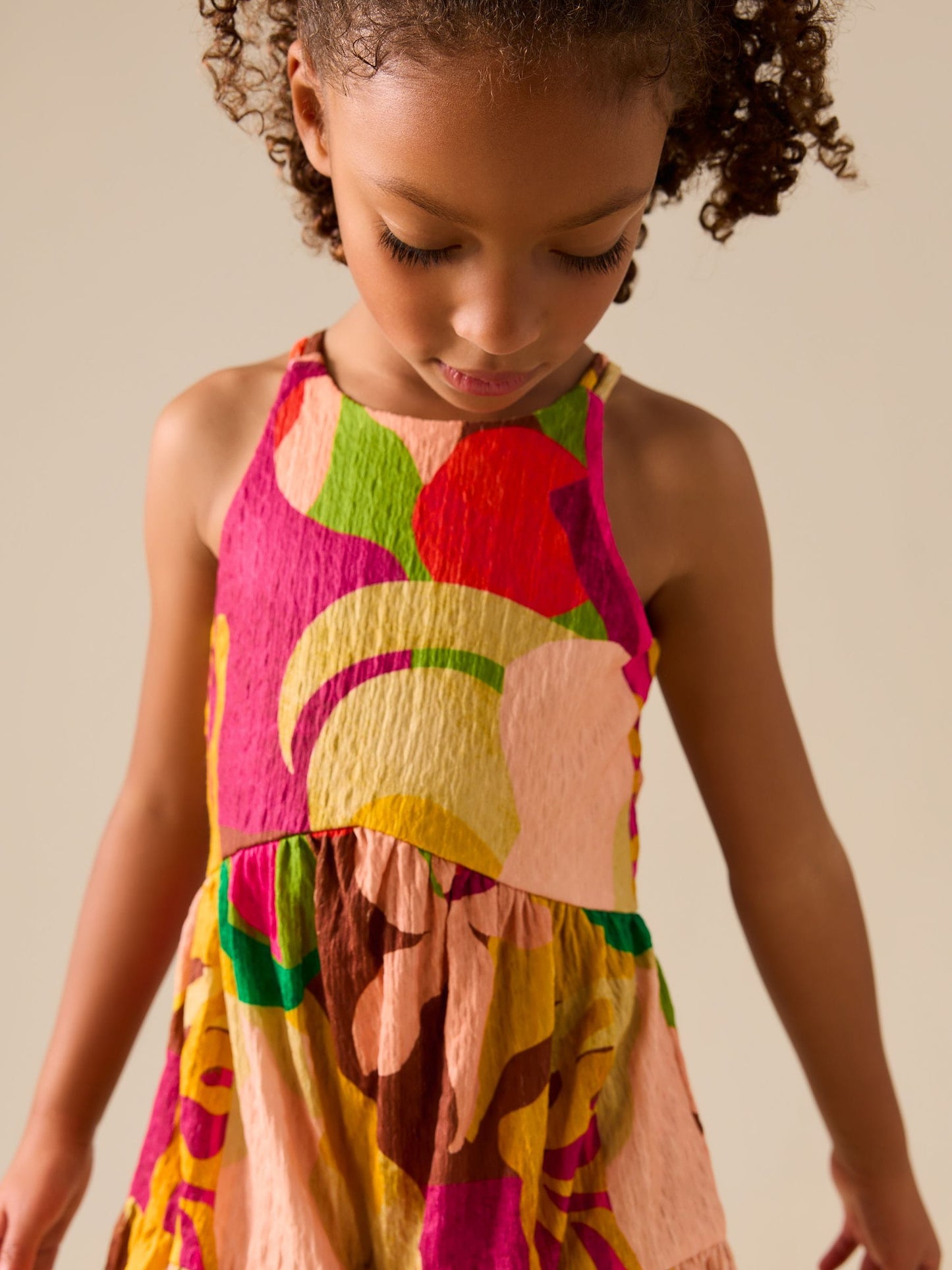 Bright Print Strappy Crinkle Summer Dress (3-16yrs) image 3