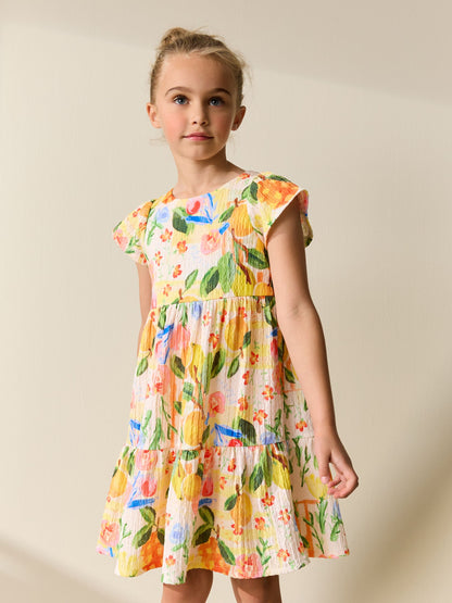 Multi Tropical Angel Sleeve Crinkle Dress (3-16yrs) image 1