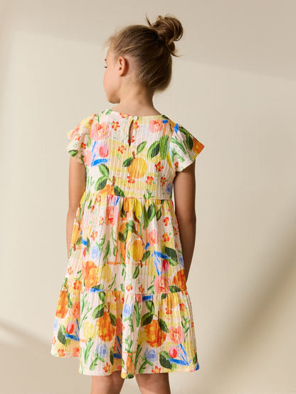 Multi Tropical Angel Sleeve Crinkle Dress (3-16yrs) image 3