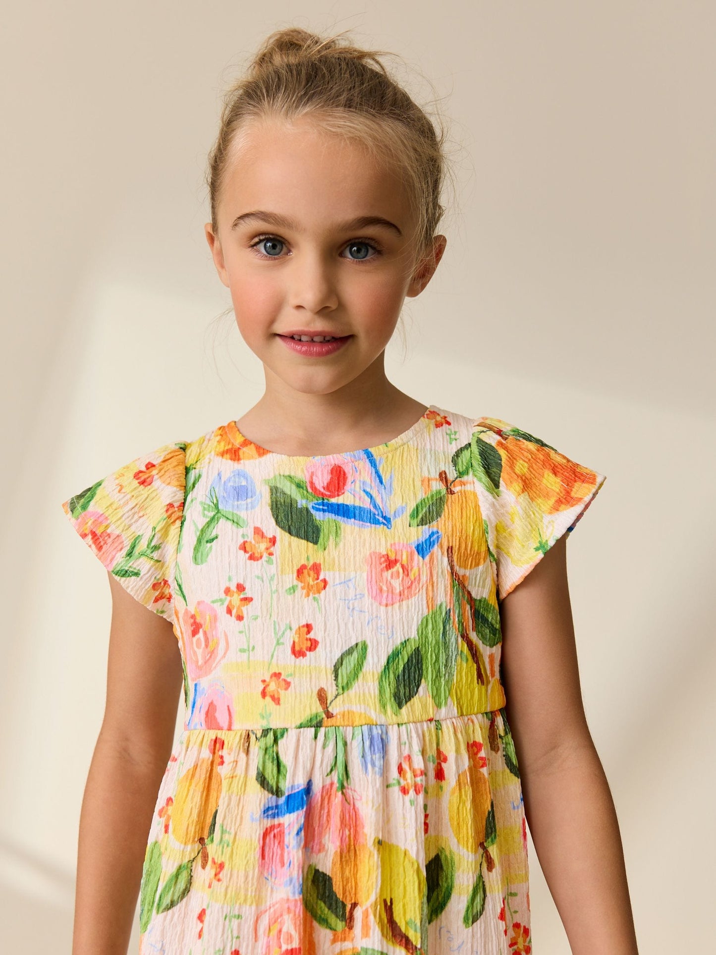 Multi Tropical Angel Sleeve Crinkle Dress (3-16yrs) image 4