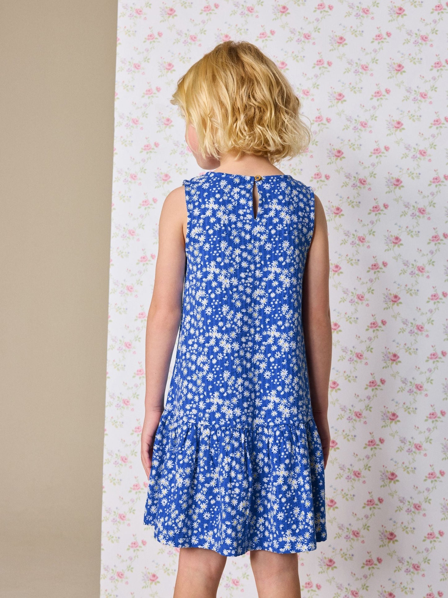 Blue Ditsy Sleeveless Jersey Dress (3-16yrs) image 3