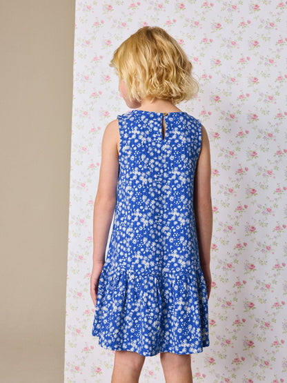Blue Ditsy Sleeveless Jersey Dress (3-16yrs) image 3