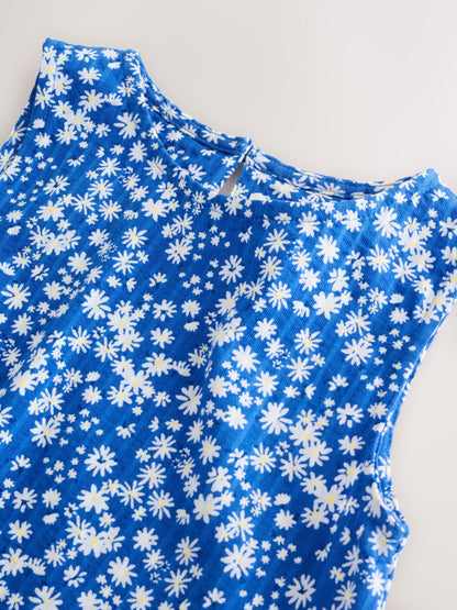 Blue Ditsy Sleeveless Jersey Dress (3-16yrs) image 7
