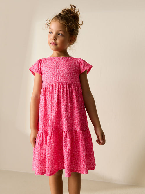 Dsiney Kidz - Pink Ditsy Angel Sleeve Crinkle Dress (3-16yrs) image 1