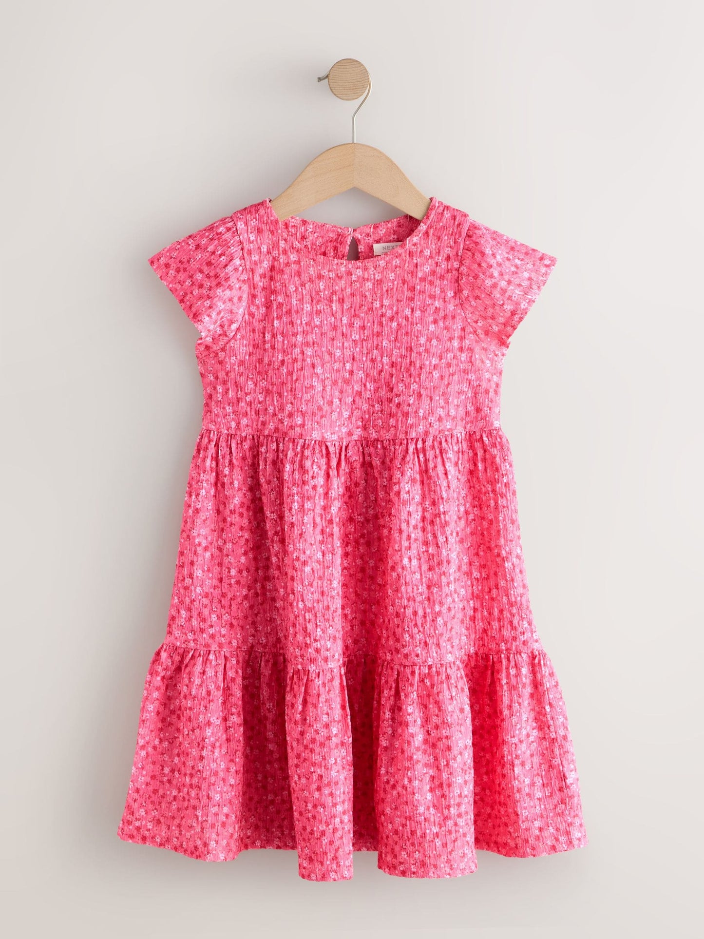 Pink Ditsy Angel Sleeve Crinkle Dress (3-16yrs) image 4