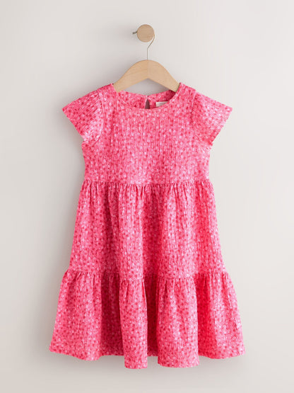 Pink Ditsy Angel Sleeve Crinkle Dress (3-16yrs) image 4