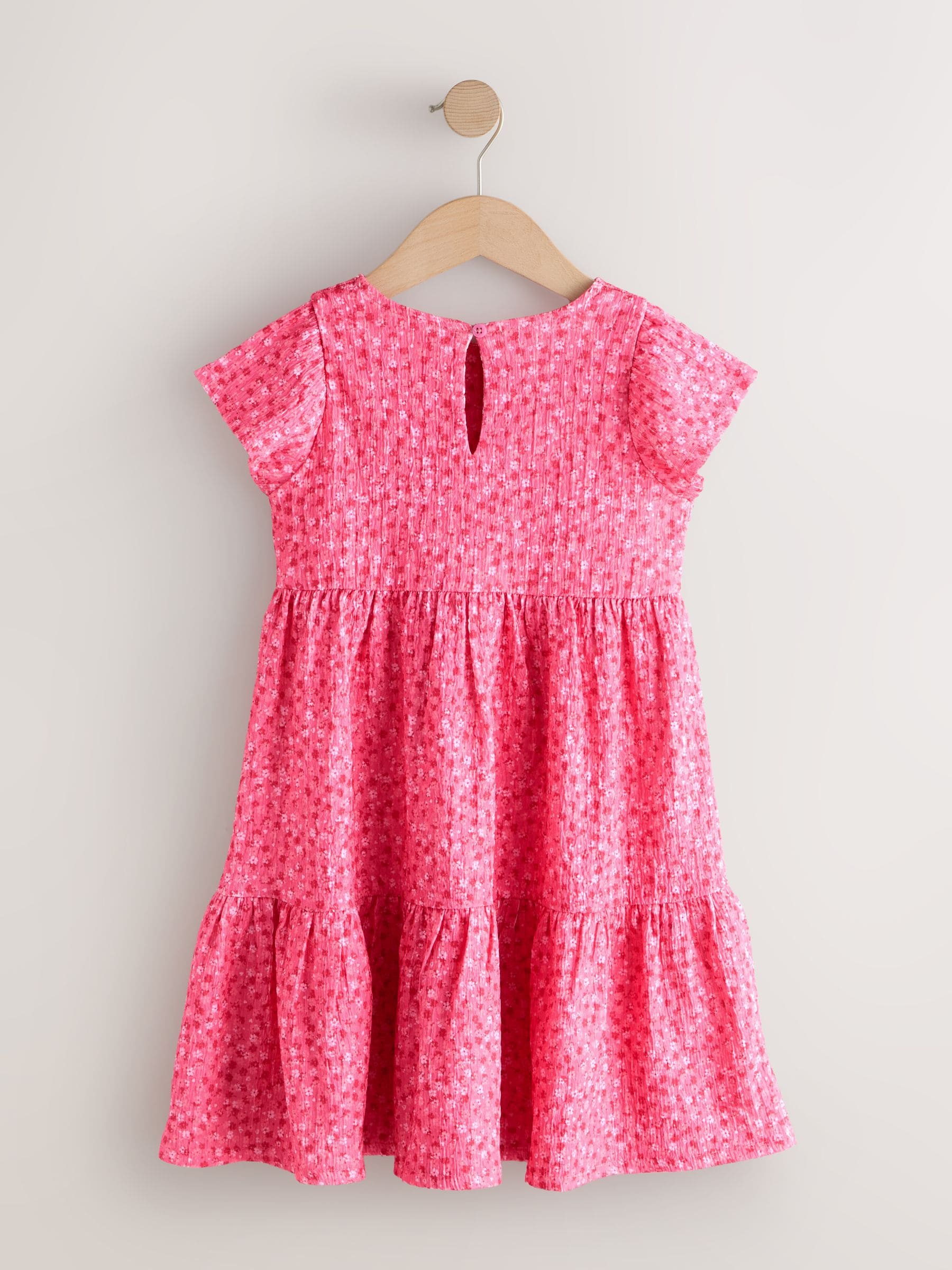 Pink Ditsy Angel Sleeve Crinkle Dress (3-16yrs) image 5