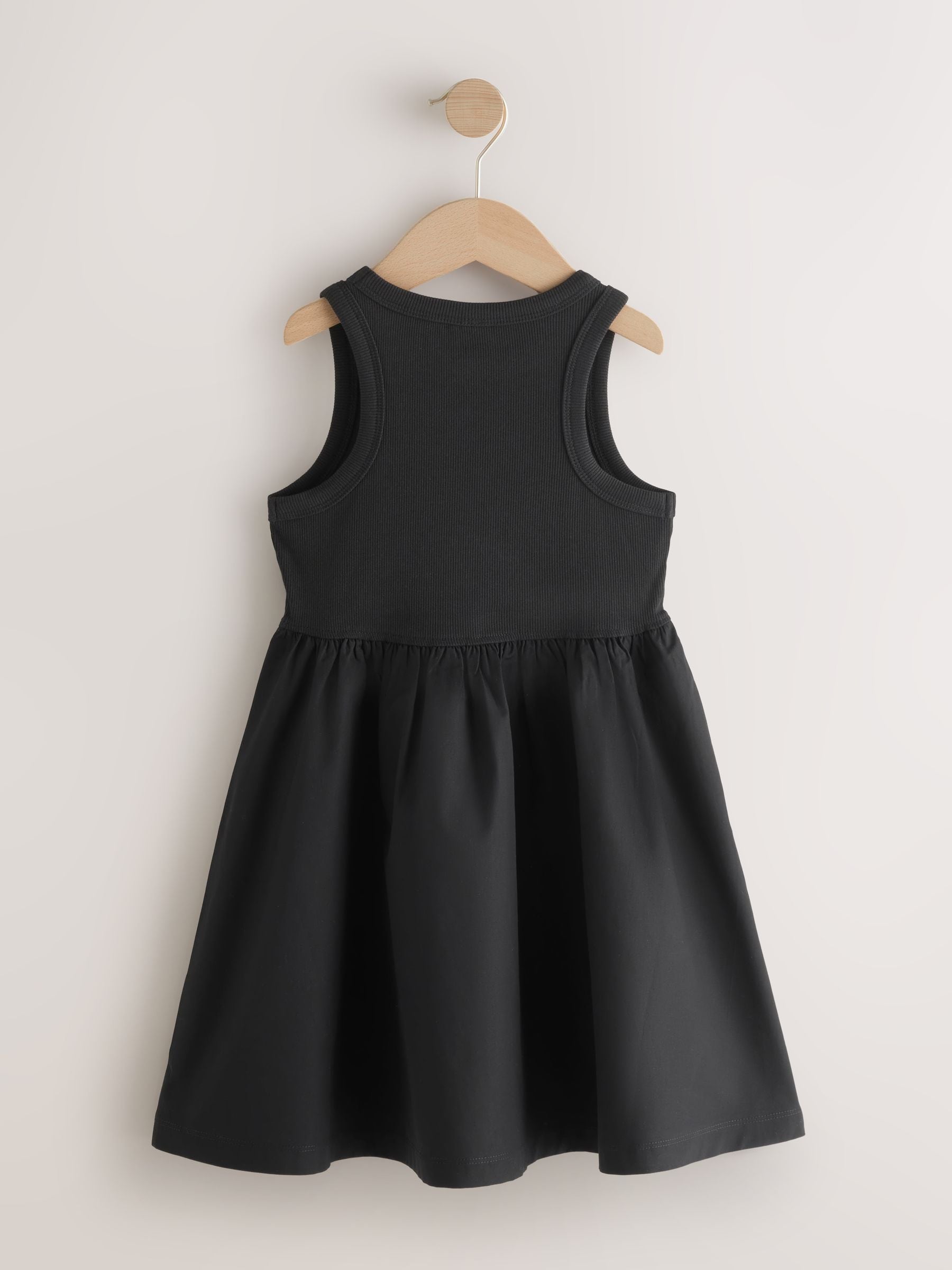 Black Jersey Woven Mix Sleeveless Dress (3-16yrs) image 5