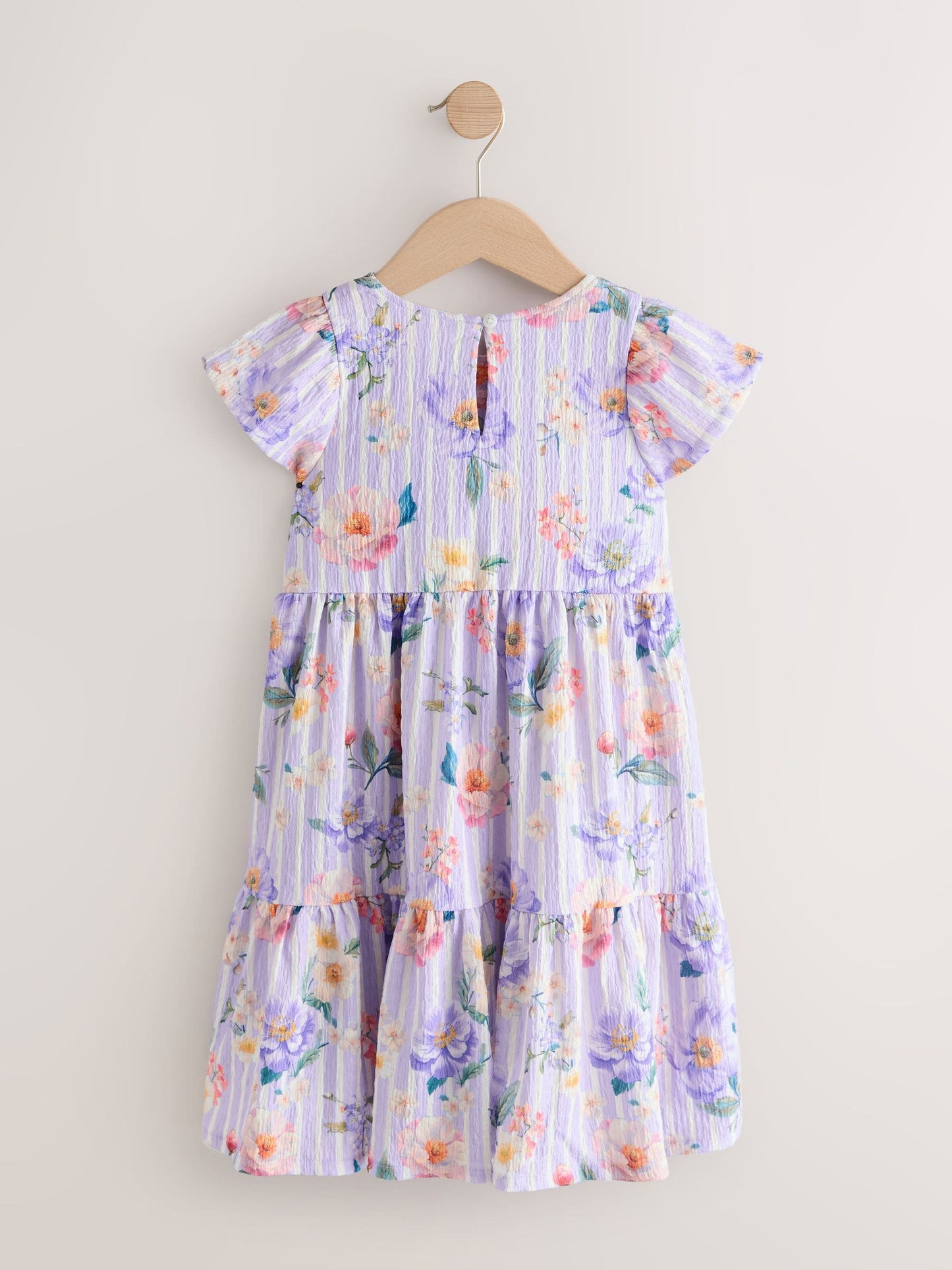 Lilac Floral Angel Sleeve Crinkle Dress (3-16yrs) image 5