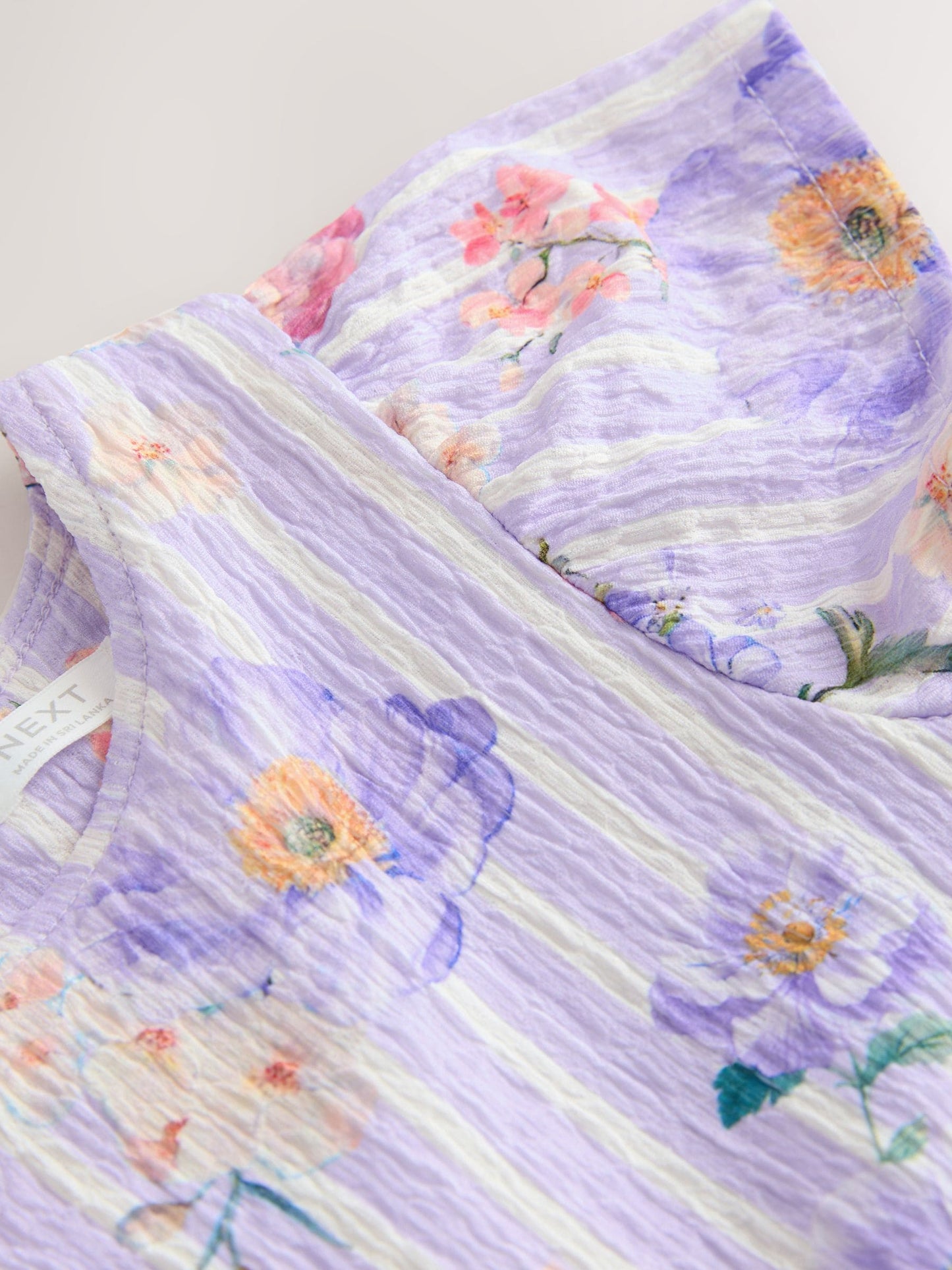 Lilac Floral Angel Sleeve Crinkle Dress (3-16yrs) image 6