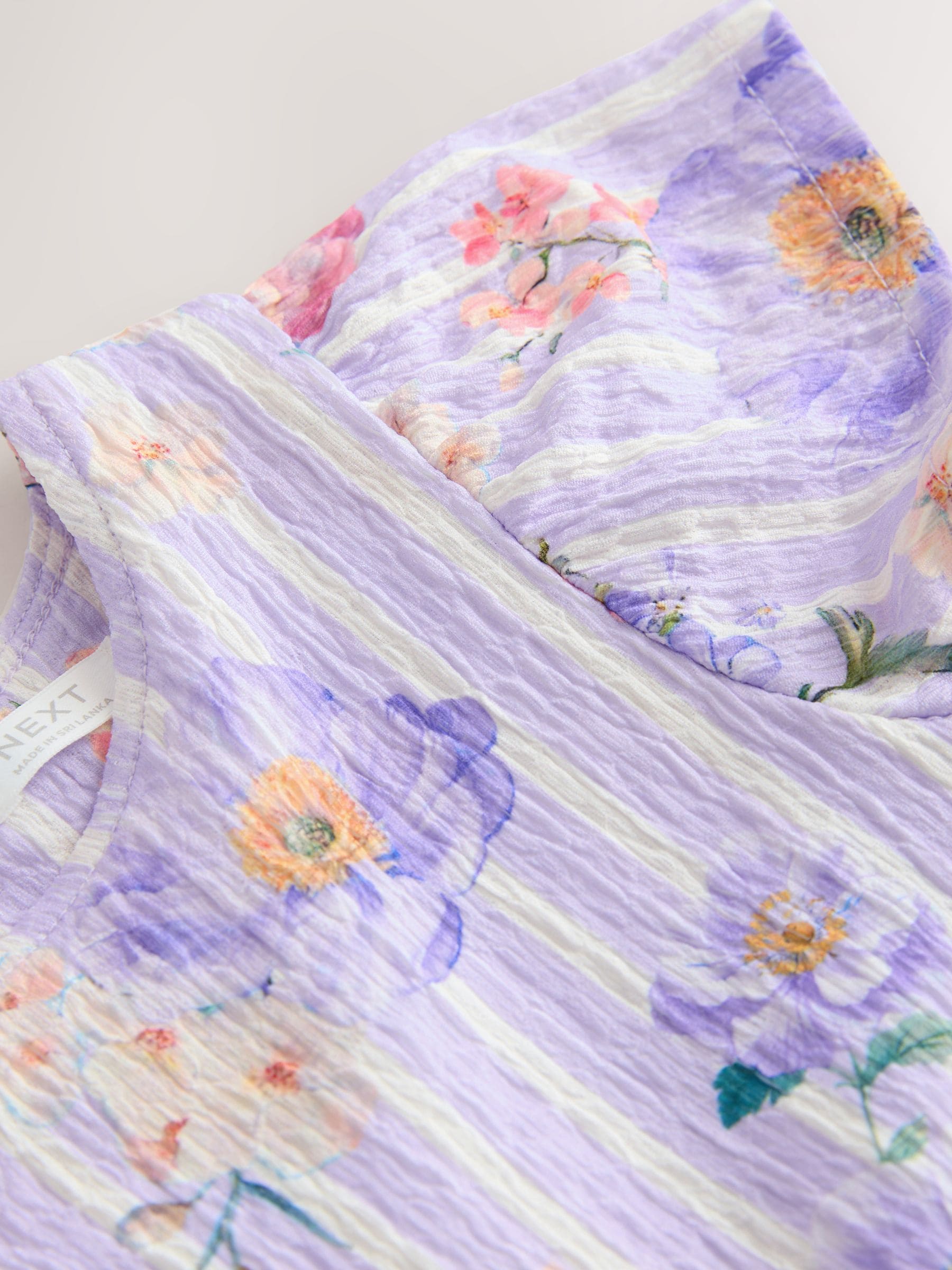 Lilac Floral Angel Sleeve Crinkle Dress (3-16yrs) image 6